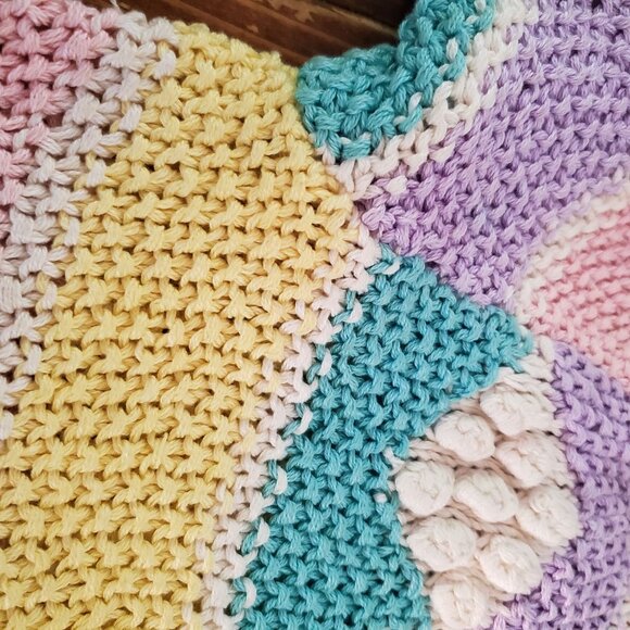 Adrienne Vittadini Pastel Cottagecore Knit Sweater Cotton Textured Long Sleeve S - Picture 14 of 14